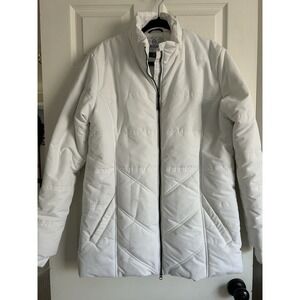 Magellan Outdoors Womens Puffer Jacket White Full Zip Quilted Warm Size XL
